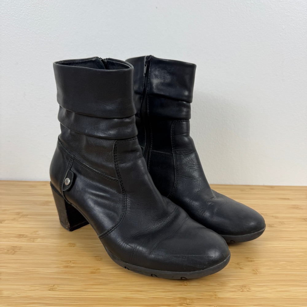 Wolky Colville Black Leather Fold Down Boots Women Size 41 9-9.5‎